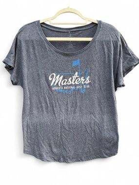 Munster Gray Scoop-Neck Masters Graphic Tee with Blue Accent